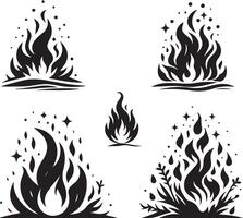 Fire flame silhouette set. Fire flame illustration vector