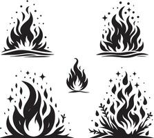 Fire flame silhouette set. Fire flame illustration vector