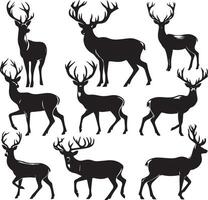 Deer silhouette set. Deer illustration vector