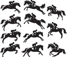 Horse silhouette animal set isolated on white background. Black horses graphic element illustration.High Resolution JPG, EPS 10 included vector