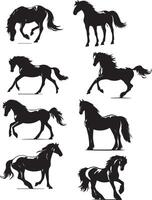 Horse silhouette animal set isolated on white background. Black horses graphic element illustration.High Resolution JPG, EPS 10 included vector