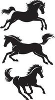 Horse silhouette animal set isolated on white background. Black horses graphic element illustration.High Resolution JPG, EPS 10 included vector