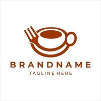 logo of a cup of coffee and cutlery vector