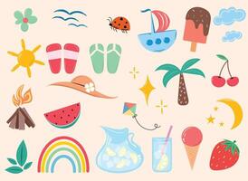 Set of summer elements. Summertime set. vector