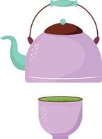 Lavender teapot with mug vector