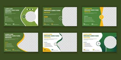 Agriculture Services and Lawn Care Garden Cover Post Bundle and Web Banner Set Thumbnail Designs vector