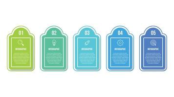Business infographic thin line process with square template design with icons and 5 options or steps. illustration. vector