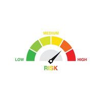 Risk concept on speedometer. icon vector