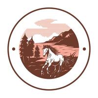 HORSE MUSTANG VINTAGE DRAW LOGO DESIGN vector