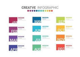 Presentation business infographic template, Timeline for 12 months, 1 year. vector