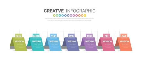 Timeline business for week, Business concept with 7 options, steps or processes. vector