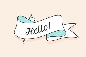 Greeting card with ribbon and word Hello vector