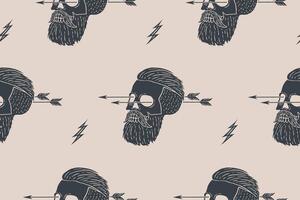 Seamless pattern background of vintage skull hipster with arrow vector