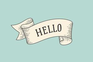 Greeting card with ribbon and word Hello vector