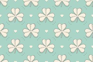 Seamless irish green pattern with clover and heart vector