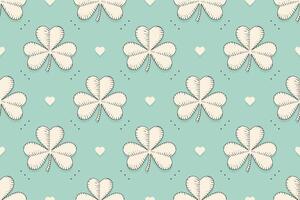 Seamless irish green pattern with clover and heart vector