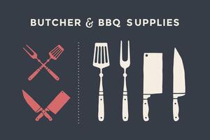 Butcher and BBQ supplies vector