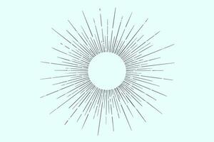 Linear drawing of light rays, sunburst vector