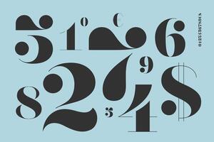 Font of numbers in classical french didot style vector