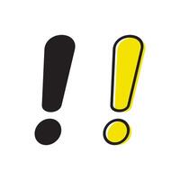 Exclamation mark icon. Yellow filled and black line symbol. vector