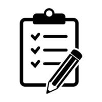 To do list icon. Clipboard with pencil icon. Black illustration isolated on white background for graphic and web design. vector