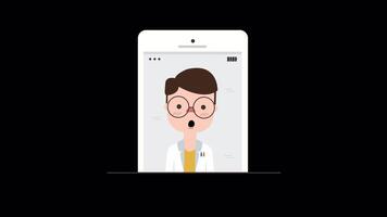 Online Doctor Service in Mobile Application 2D Animation On Alpha Channel video