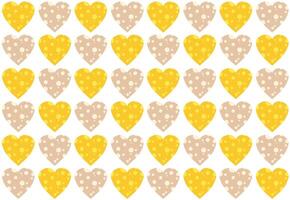 Cute baby pattern with yellow and beige hearts. Cheese in the shape of a heart. Cozy background with hearts. Abstract seamless print for gift wrapping. Funny child pattern for clothes, linen. vector