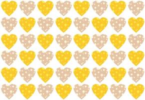 Cute baby pattern with yellow and beige hearts. Cheese in the shape of a heart. Cozy background with hearts. Abstract seamless print for gift wrapping. Funny child pattern for clothes, linen. vector