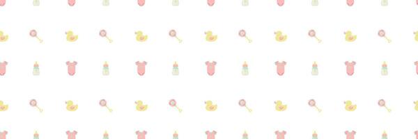 Simple seamless pattern with baby items. Cute print for nursery wallpaper and bedding design. vector