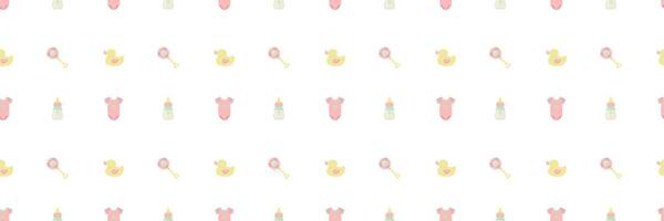 Simple seamless pattern with baby items. Cute print for nursery wallpaper and bedding design. vector