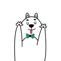 gracioso cómic dibujos animados ilustración con chico gato. minimalista lineal retrato hijo de gatos un pequeño niño peleas y muestra su lengua a cámara. hermosa linda impresión para ropa, pegatina, póster, cubrir. vector