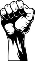 black silhouette of a human fist without background vector