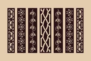 Laser and CNC cutting panels template. Decorative die cut CNC pattern vector