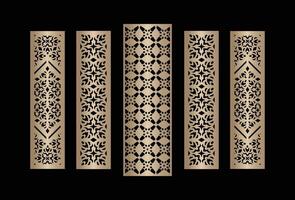 Laser and cnc cutting panels template. Decorative die cut pattern vector