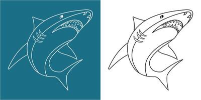 Line Art Shark Design Template vector