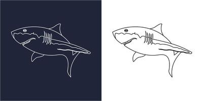 Line Art Shark Icon vector