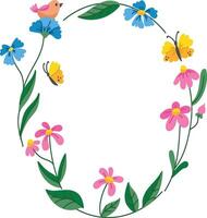 Colorful floral wreath for invitation card vector