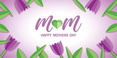 Mother's day greeting card with paper cut style flowers background vector