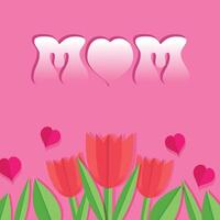 Mother's day greeting card with paper cut style flowers background vector