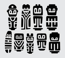 Old statue primirive ethnic aztec collection element clip art pattern ink print art editable vector