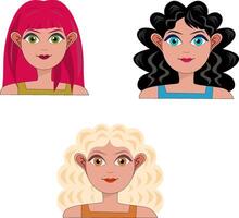 Set of female portraits. Women avatar characters. Part 3 vector