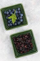 Bowl of fresh and dried berries. photo