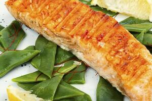 Grilled salmon fish fillet photo