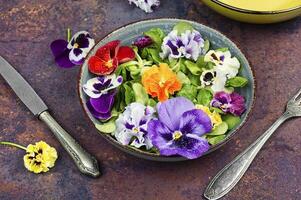 Salad made only from edible flowers. photo