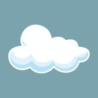 dibujos animados blanco nubes icono aislado en azul antecedentes. Cloudscape en plano estilo. azul cielo nube clima símbolo. ilustración nublado panorama vector