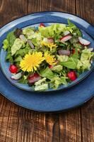 Fresh dandelion salad photo