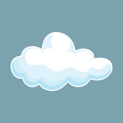 cartoon white clouds icon isolated on blue background. Cloudscape in flat style. Blue sky cloud weather symbol. illustration cloudy panorama