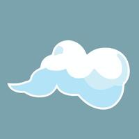 dibujos animados blanco nubes icono aislado en azul antecedentes. Cloudscape en plano estilo. azul cielo nube clima símbolo. ilustración nublado panorama vector