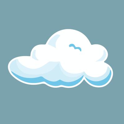 cartoon white clouds icon isolated on blue background. Cloudscape in flat style. Blue sky cloud weather symbol. illustration cloudy panorama