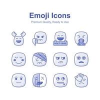 linda emoji expresiones, emoticones íconos conjunto vector